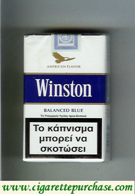 Winston with eagle from above on the top American Flavor Balanced Blue cigarettes soft box